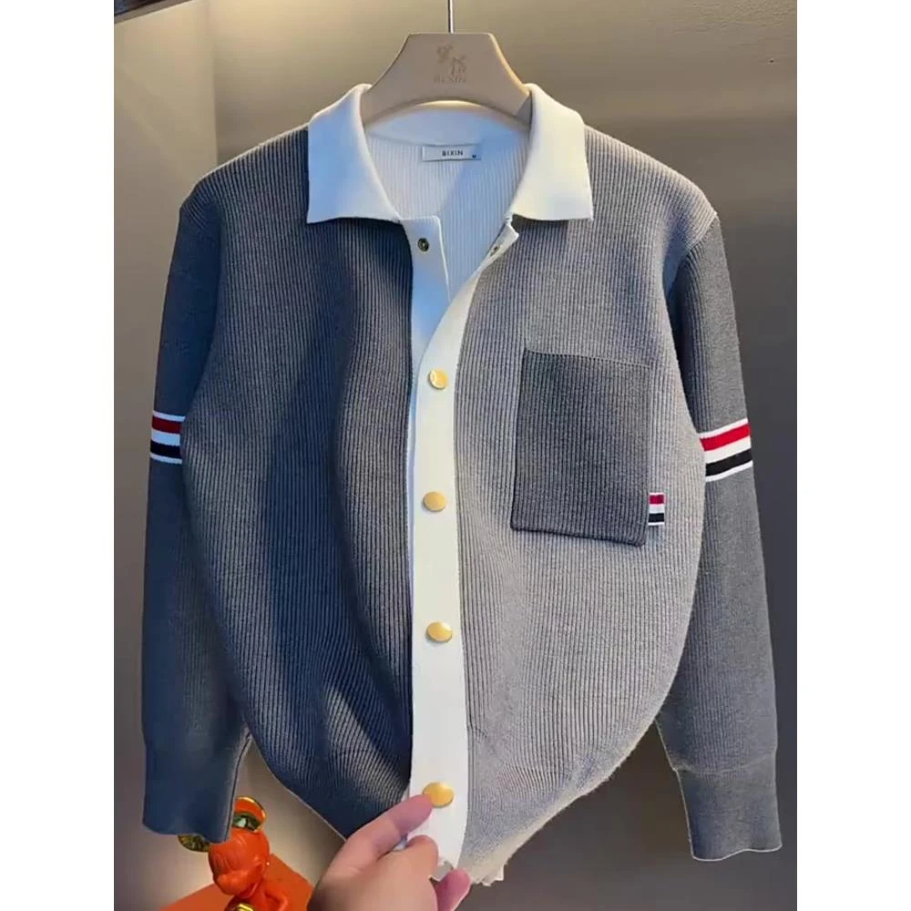 大码300斤秋冬轻奢高级感长袖彩色杠男女针织开衫2025情