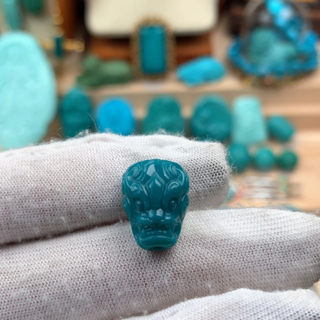 绿松石未镶嵌瑞兽三通11