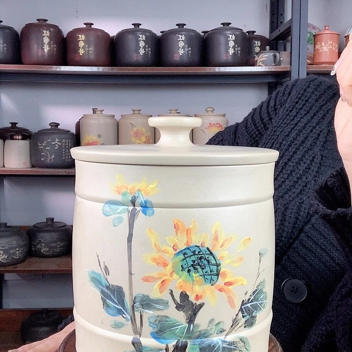 罐手工彩泥彩绘醒茶罐