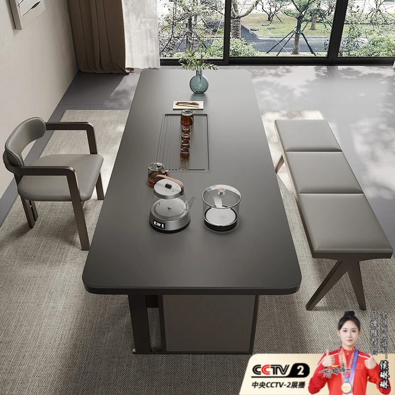 茶台轻奢现代高级感设计师茶桌创意茶室办公室泡茶高端岩板茶台桌