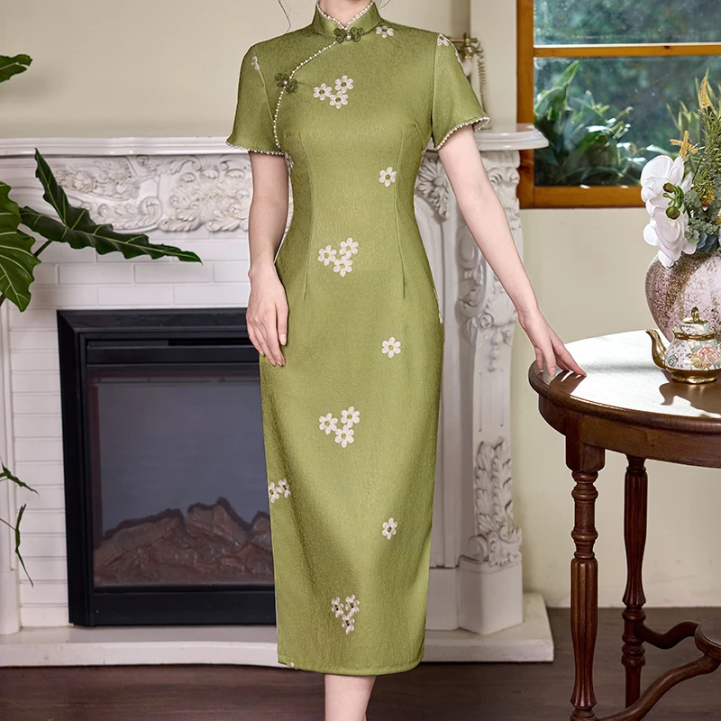 箜小帆2025长旗袍中国风凉快旗袍斜襟中式时尚中长款复古薄款少女