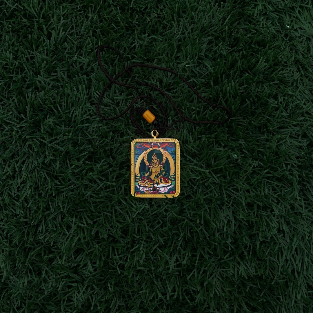 钛钢吊坠 黄财神纯手绘小唐卡吊坠手工挂坠