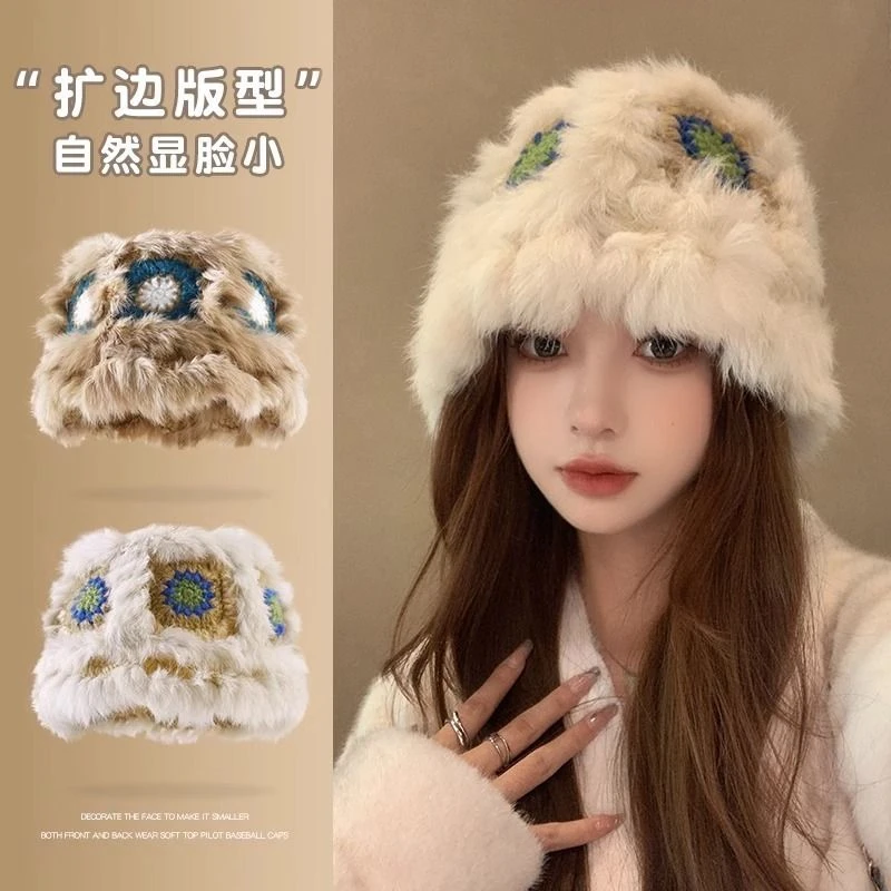可爱保暖毛绒水桶帽秋冬季毛茸茸东北防寒百搭醒狮帽子女渔夫帽cy