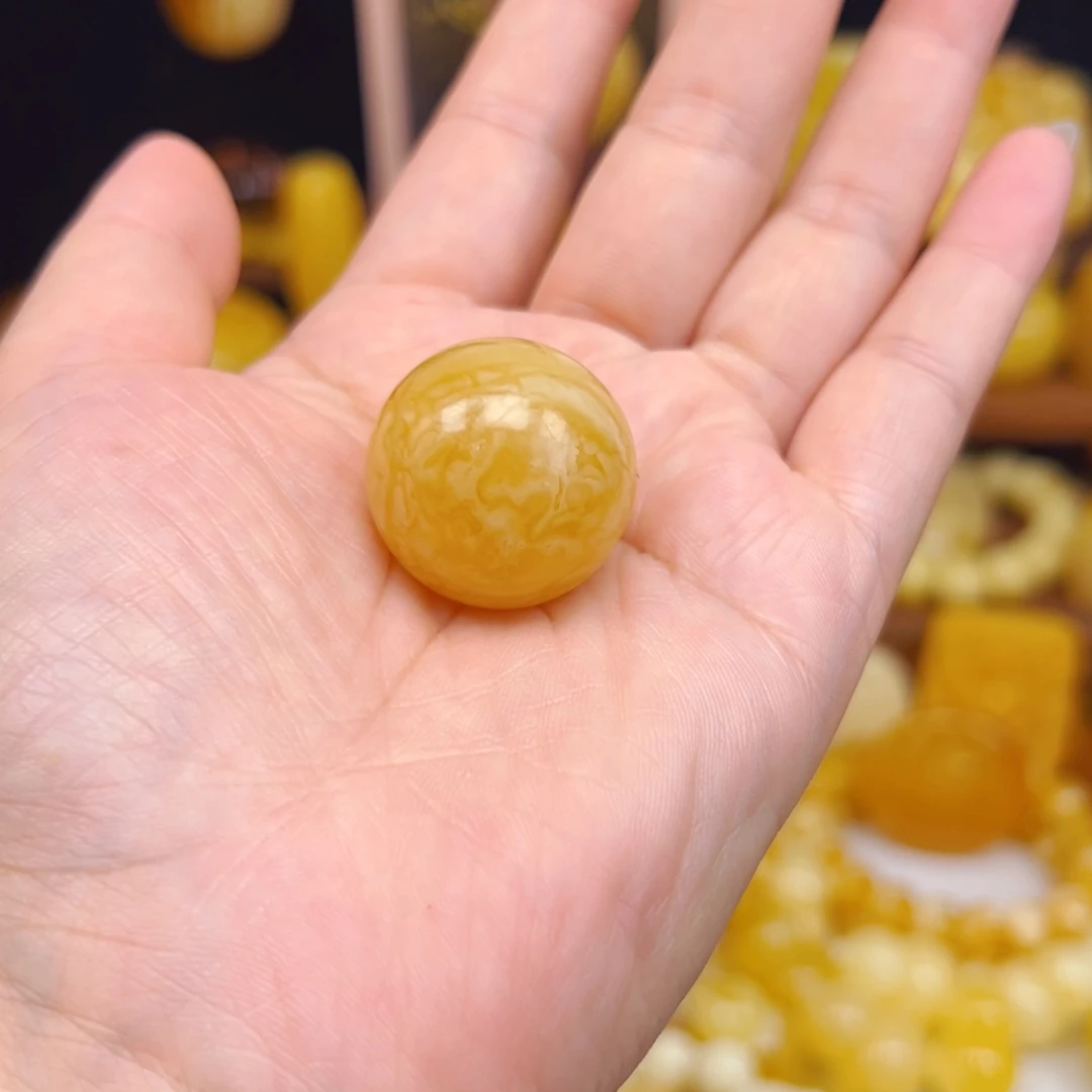 裸石琥珀未镶嵌无**蜜蜡单珠24.8m m