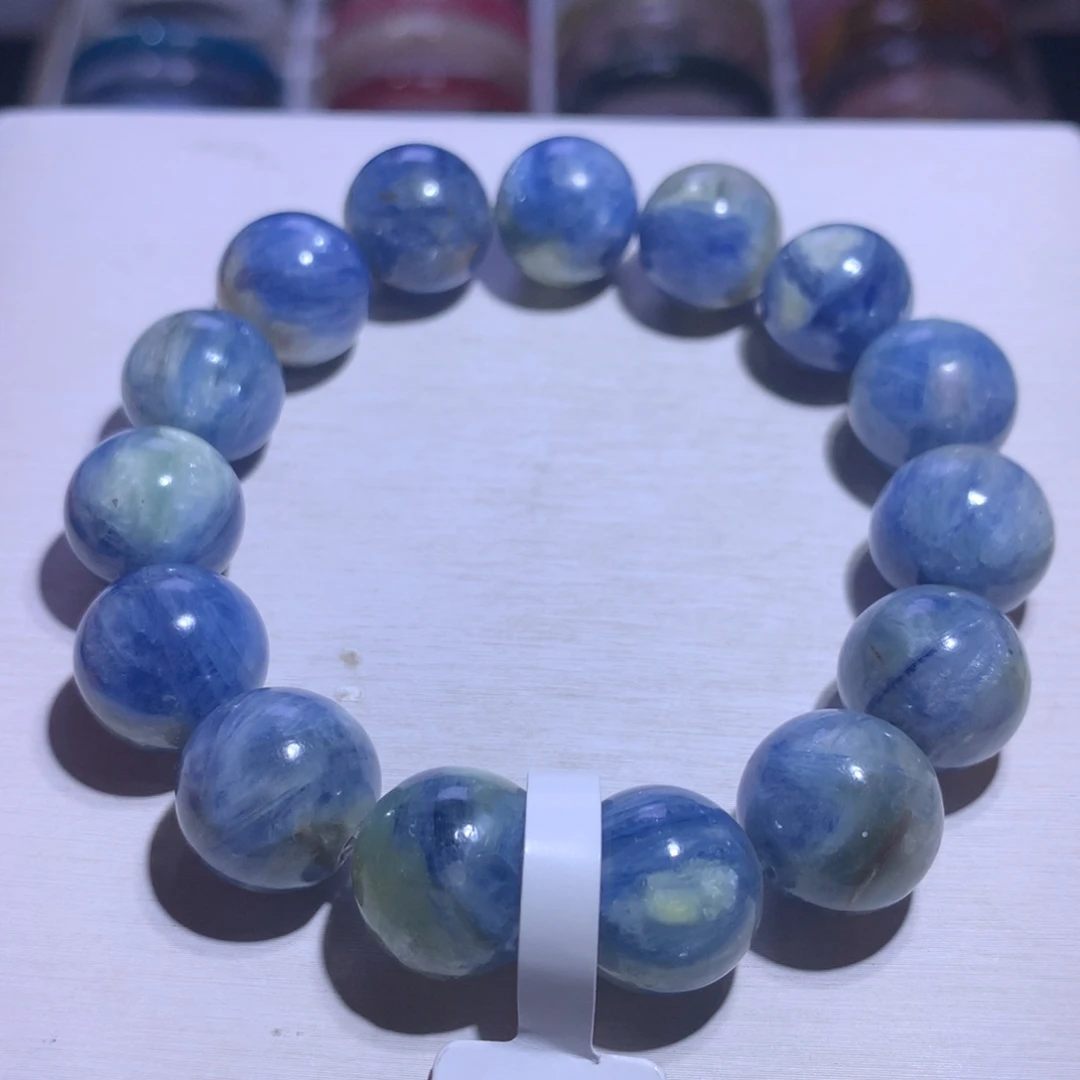 银S925镶嵌水晶手串蓝晶14.2m