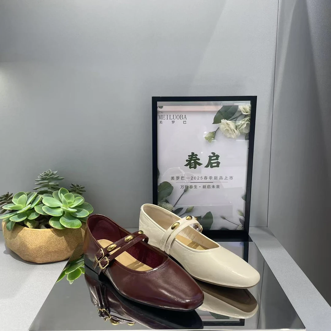 高级感复古方头玛丽珍鞋女春季新款小香风低跟浅口一字扣单鞋