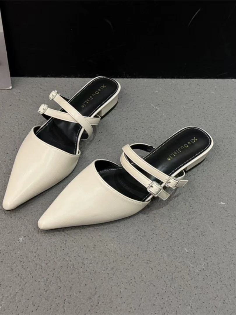 【春季新款2511】一脚蹬浅口平底百搭凉拖包头半拖单鞋