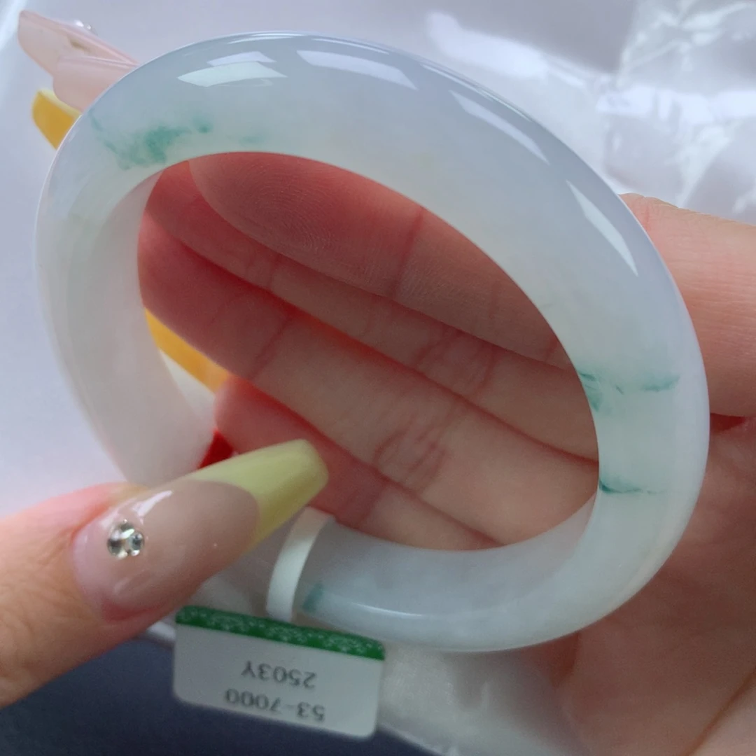 翡翠手镯未镶嵌缅甸天然翡翠A货53.9