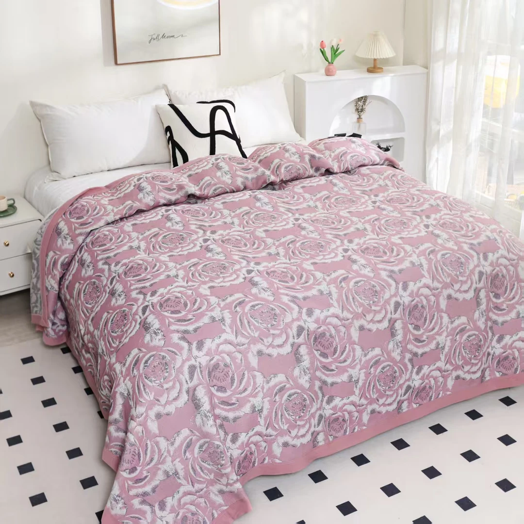 【花黛空蒙】230*250cm棉鹅绒纤维床盖舒适大尺寸亲肤纱布四季可用