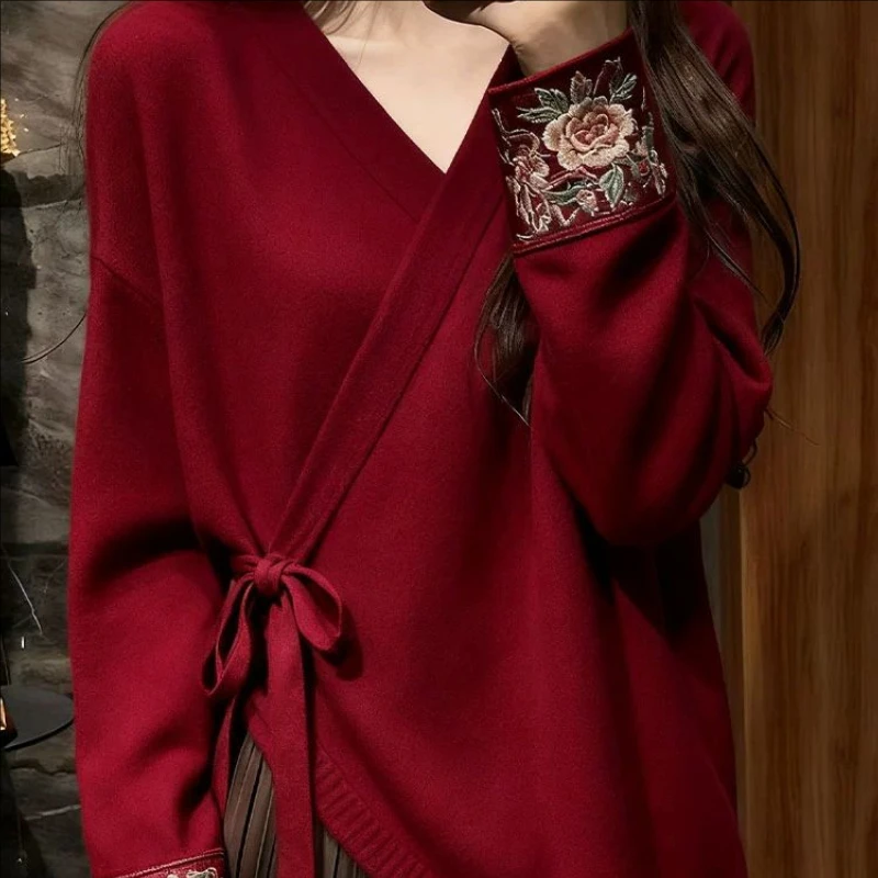【岩心】大码女装300斤胖MM新中式国风高级感宽松针织上衣960