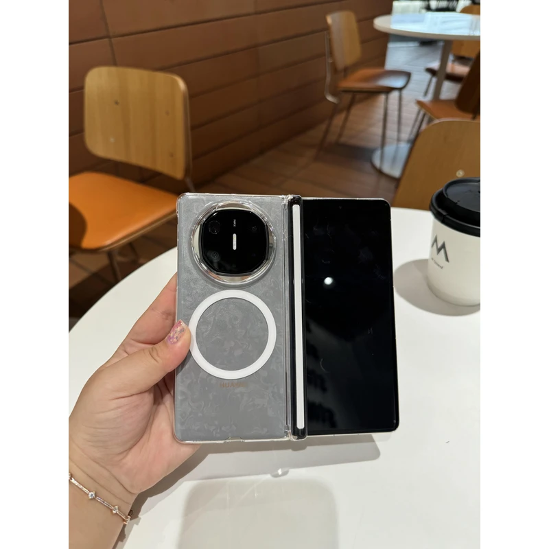 适用于华为Matex6 透明磁吸中轴折叠手机壳 透明手机壳