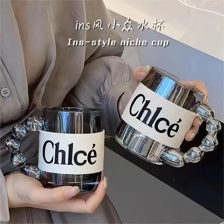 【拍一发二】350ML珍珠把高级感轻奢玻璃杯咖啡杯手杯送隔热杯套