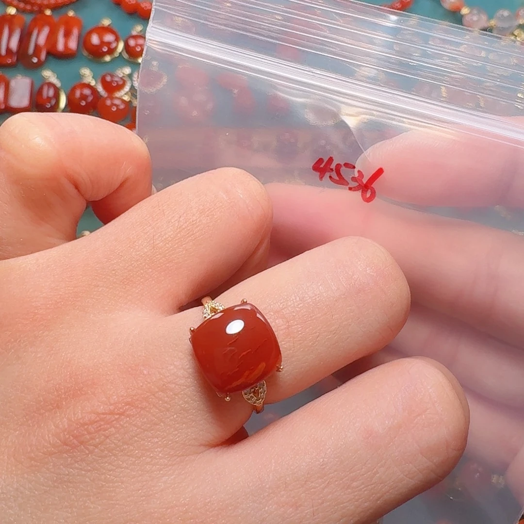 南红玛瑙银S925镶嵌戒指