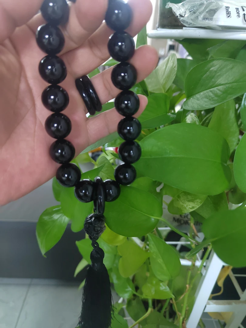 天然黑曜石手持念珠