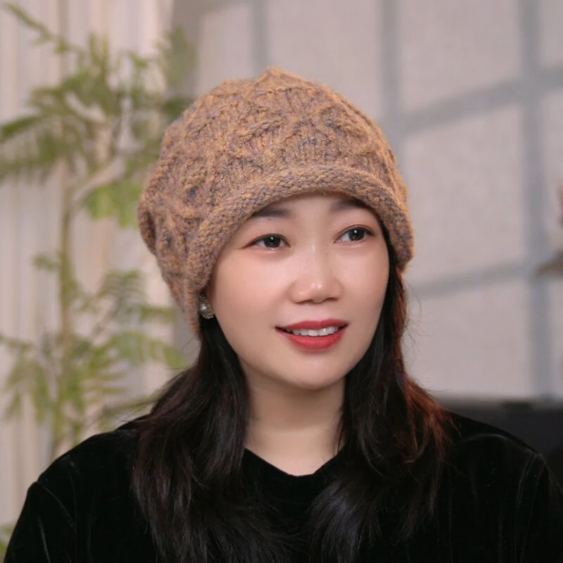 堆堆帽秋冬时尚百搭保暖加厚包头帽加绒宽松大头围卷边针织帽女冬