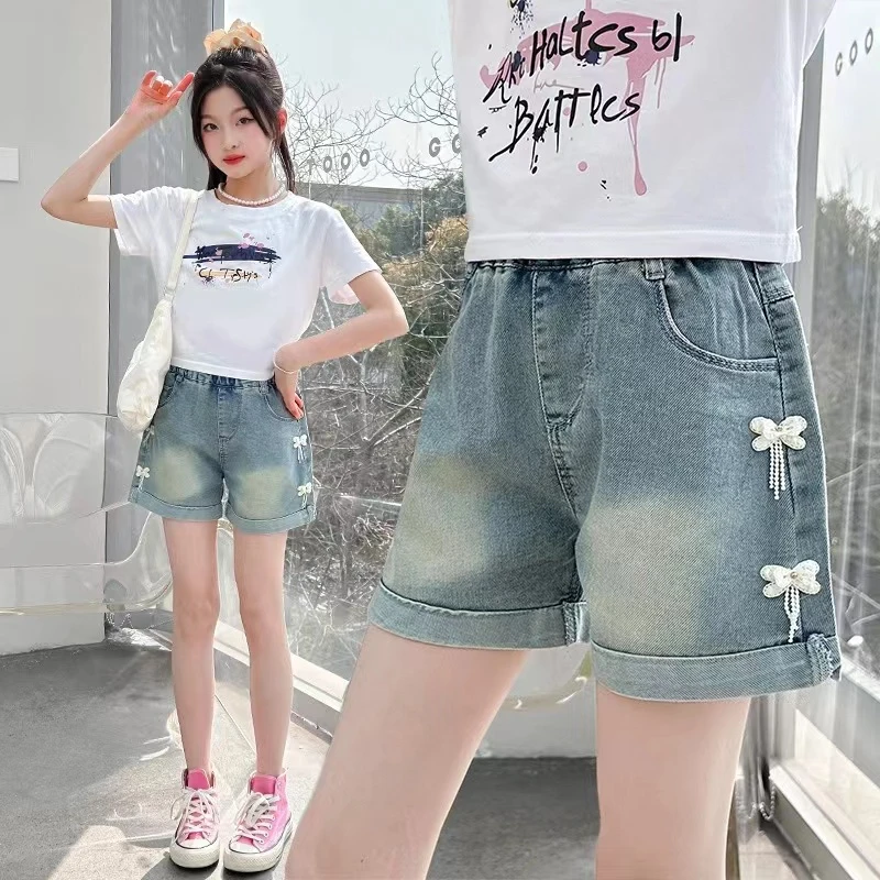 女童短裤牛仔夏季薄款2025新款洋气短裤女孩外穿透气中大儿童热裤
