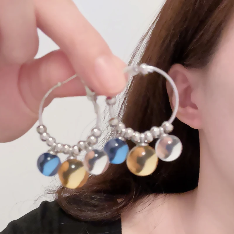 手作彩色串珠新款耳环独特高级感耳钉新中式民族风禅意耳饰女5751