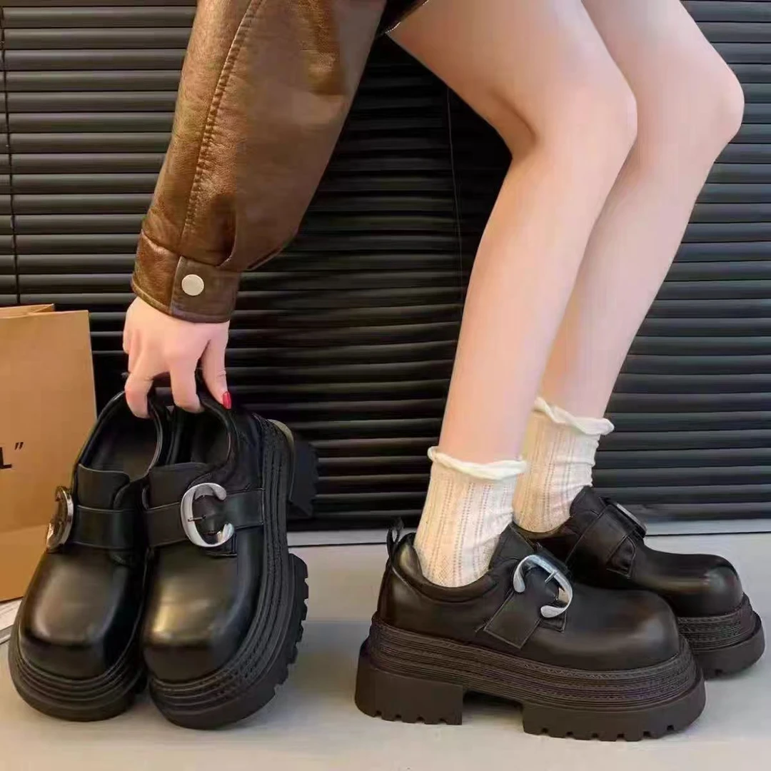 秋季女鞋圆头时尚中跟（3-5CM）粗跟乐福鞋日系高跟20-103