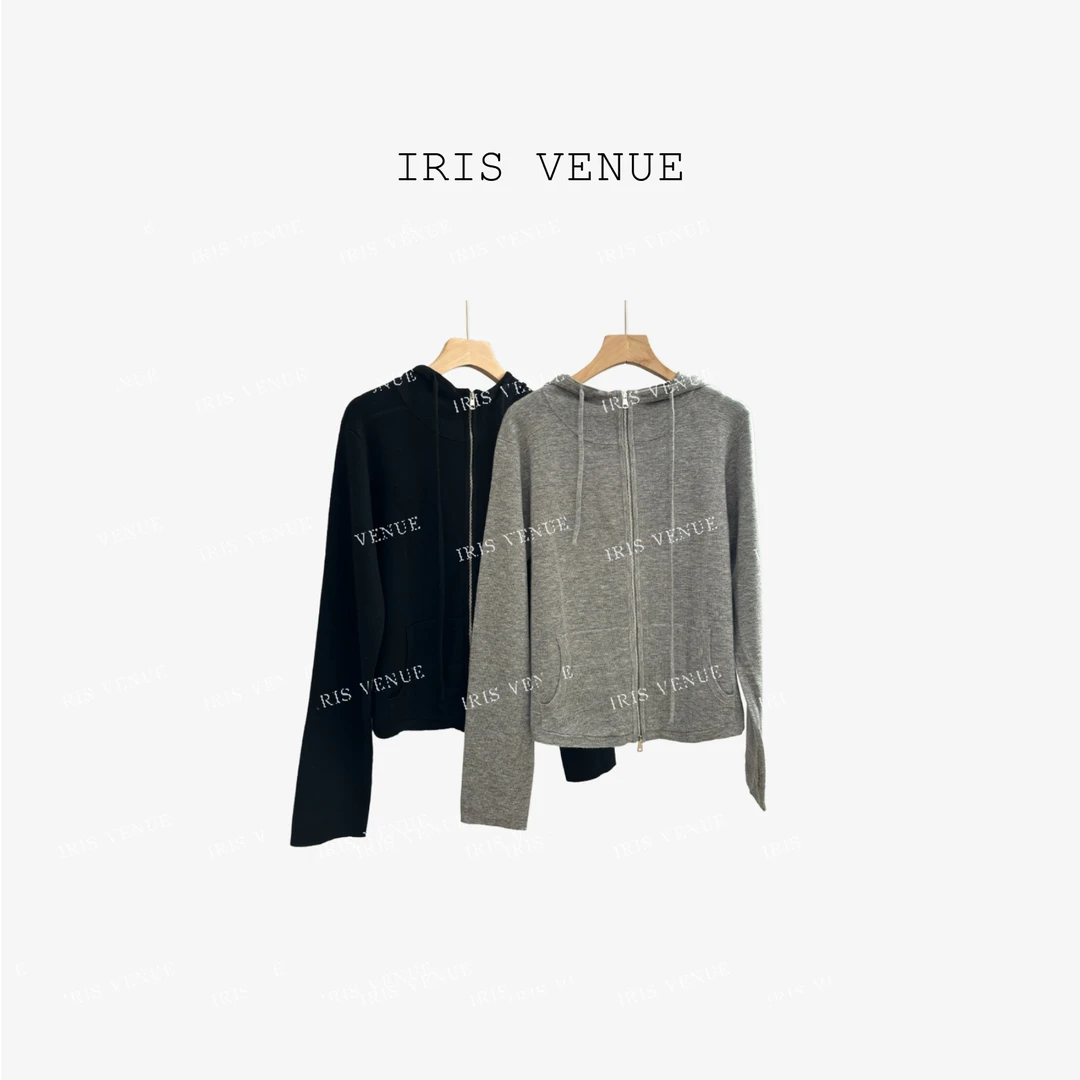 IRIS VENUE「轻奢」针织常规宽松型连帽针织衫休闲10183