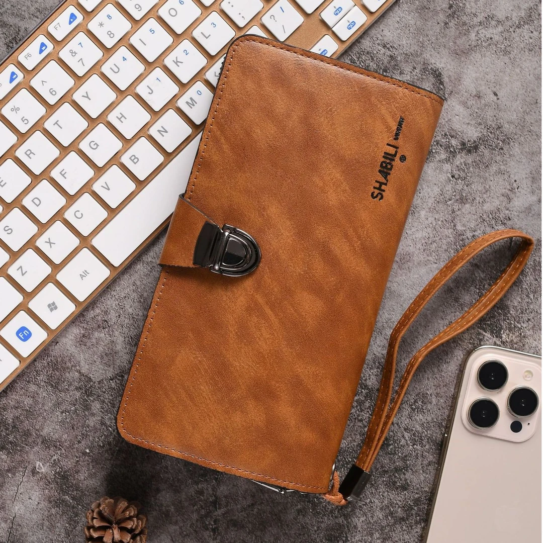 【正品】韩版男士搭扣手拿包复古休闲百搭大容量长款钱包拉链手机包