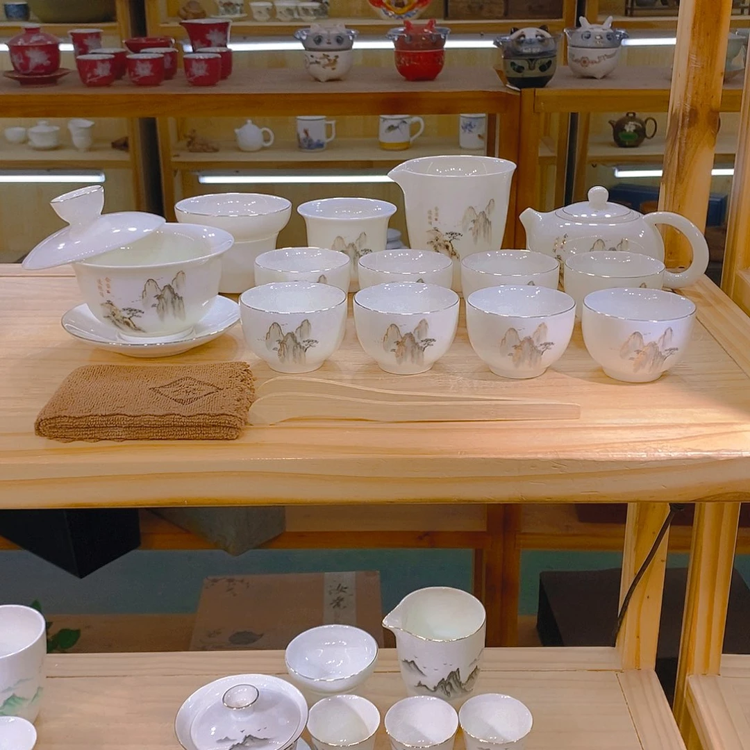 【不止】羊脂玉瓷茶具套装