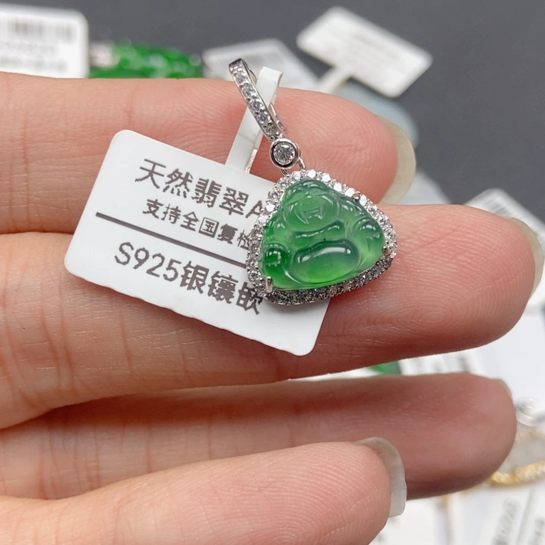翡翠银S925镶嵌吊坠(不含链)
