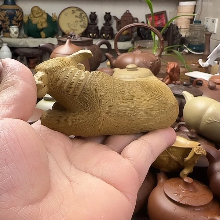 蟹***钱茶壶段泥原矿紫砂