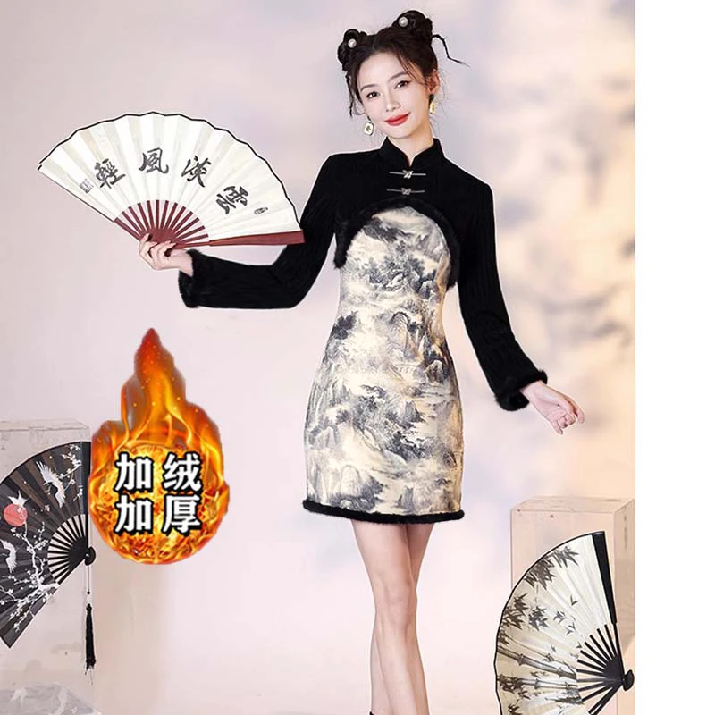 【V】【加绒加厚】2025冬季国风改良年轻款少女短裙D4432