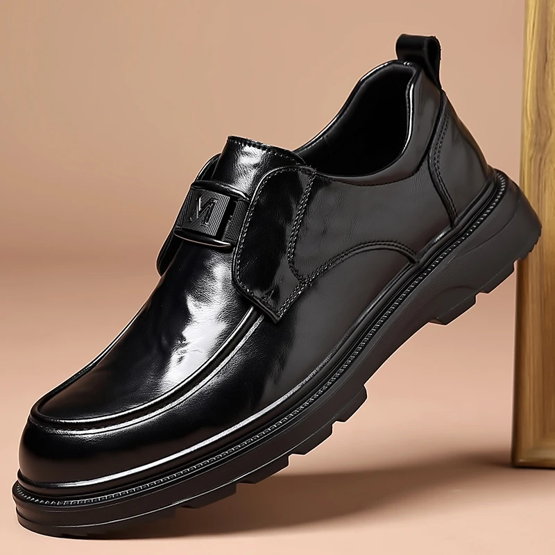 22972男士皮鞋男新款秋冬季乐福一脚蹬商务休闲黑色豆豆男鞋