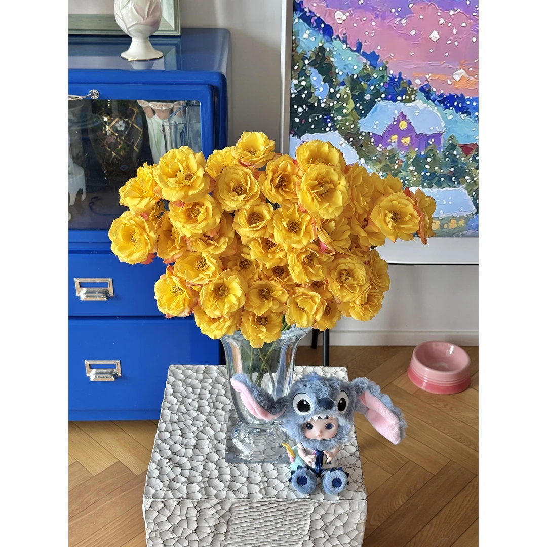 套餐08    金玉仙子泡泡3支+冬红飘雪康乃馨10支+蓝色腊梅一小把