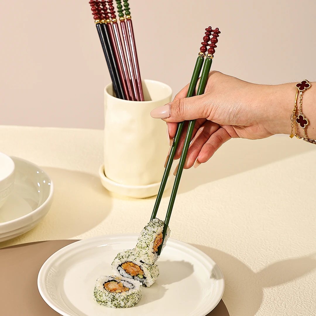 中式双喜筷子家用耐高温可进洗碗机的情侣筷合金筷高颜值伴手礼品