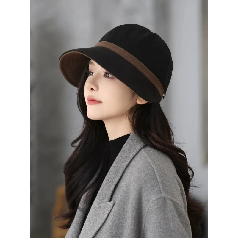 可挂口罩露思鸭舌帽2025秋冬季新款防晒遮阳素颜渔夫帽子女显脸小