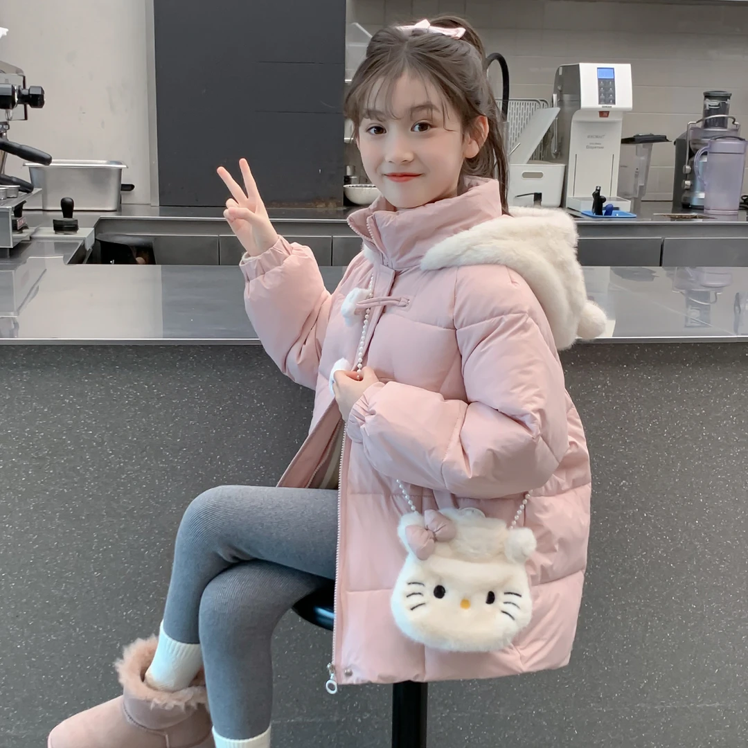 女童棉服冬装2025新款儿童洋气中长款棉衣加厚小女孩冬季棉袄外套