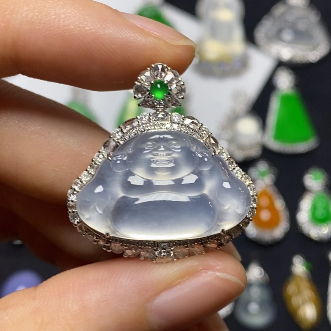 翡翠18K金镶嵌吊坠(不含链)佛