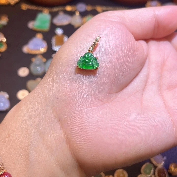 翡翠银S925镶嵌吊坠(不含链)天然翡翠