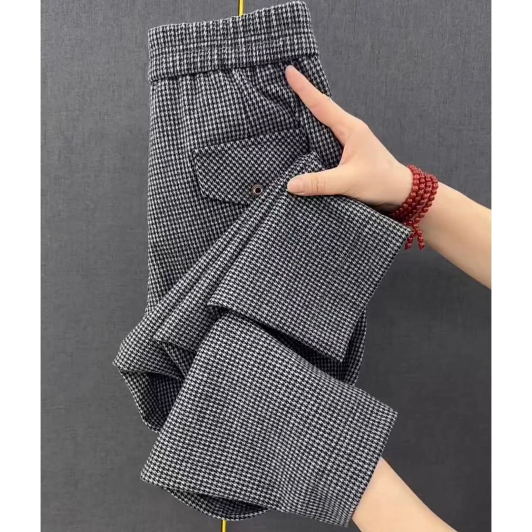 春季新款格子裤萝卜裤时尚小脚2025弹力显瘦百搭九分裤小个子哈伦