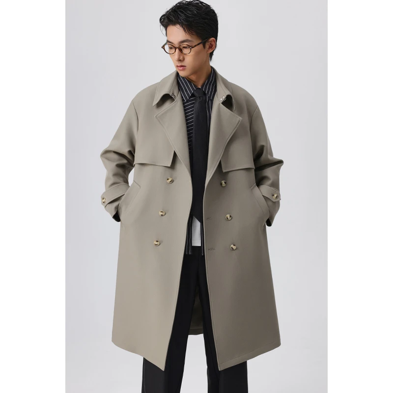 春秋港风帅气时尚韩版外套男士休闲百搭宽松潮流中长款风衣EH521
