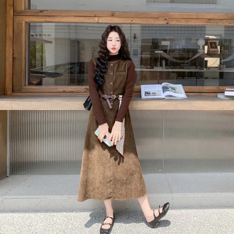 复古轻熟风套装裙2025春秋新款气质法式氛围感美拉德打底衫背心裙