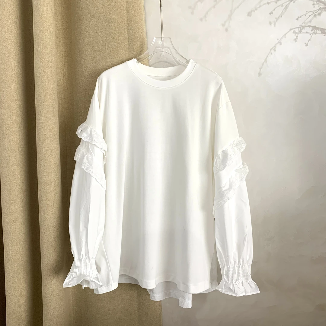 DEZI宝藏衣橱拼接蕾丝舒适女打底小衫LS2610066