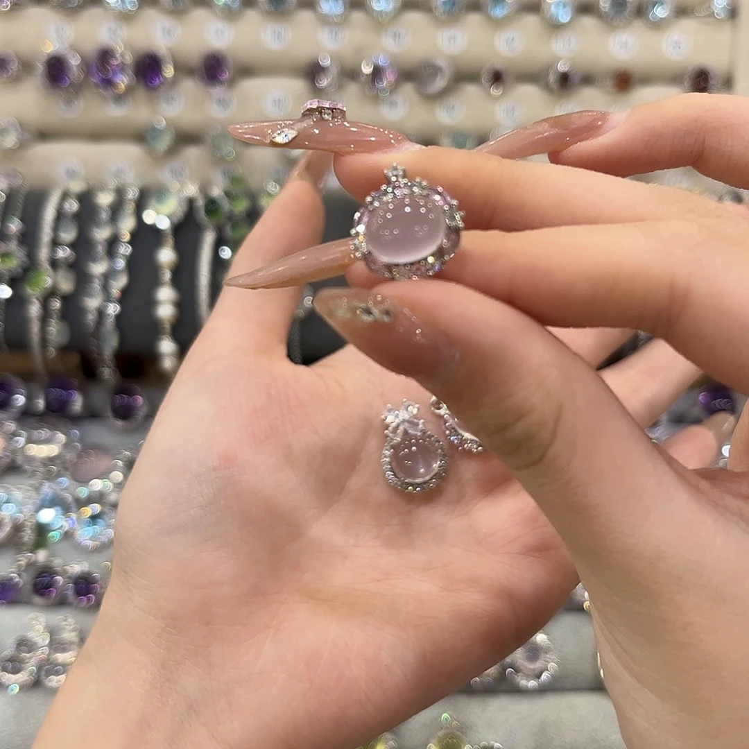 女款银S925镶嵌萤石戒指