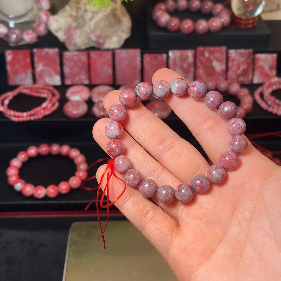 滚***滚天然辰砂原石手串