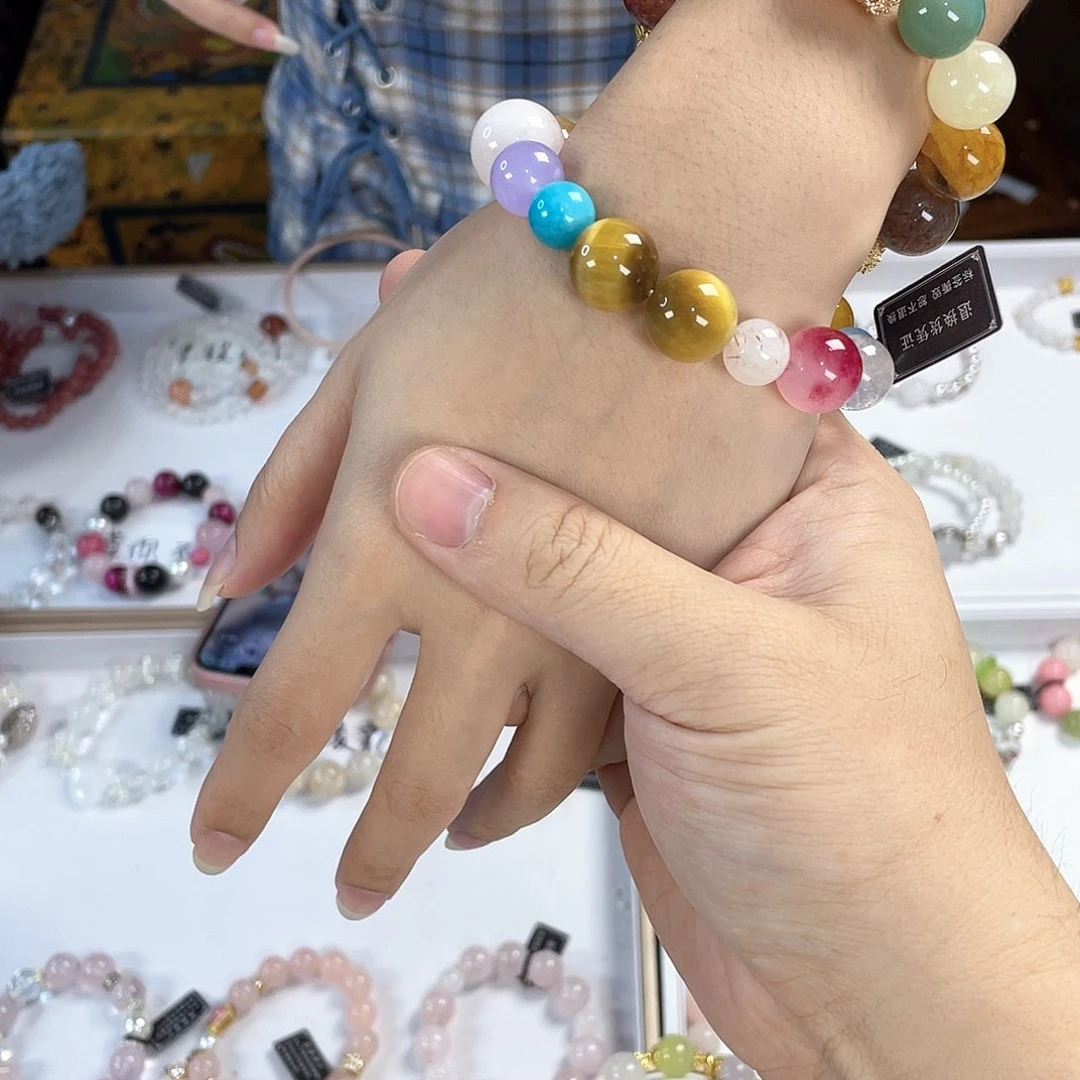 水晶手链银S925镀金镶嵌