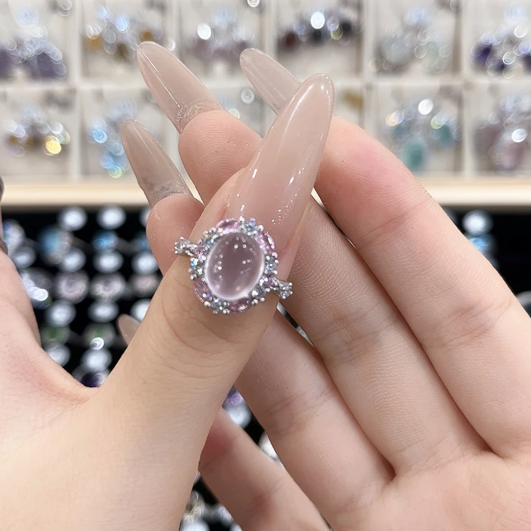 饴***糖芙蓉石戒指银S925镶嵌