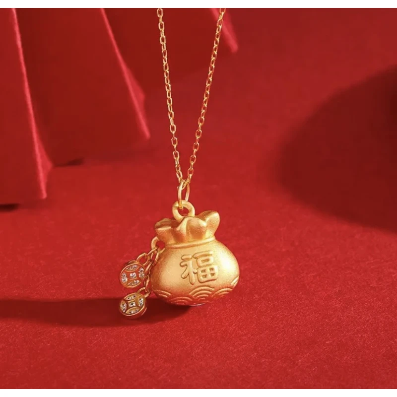 合金项链 【实心福袋项链】女士款时尚百搭甜美气质金色