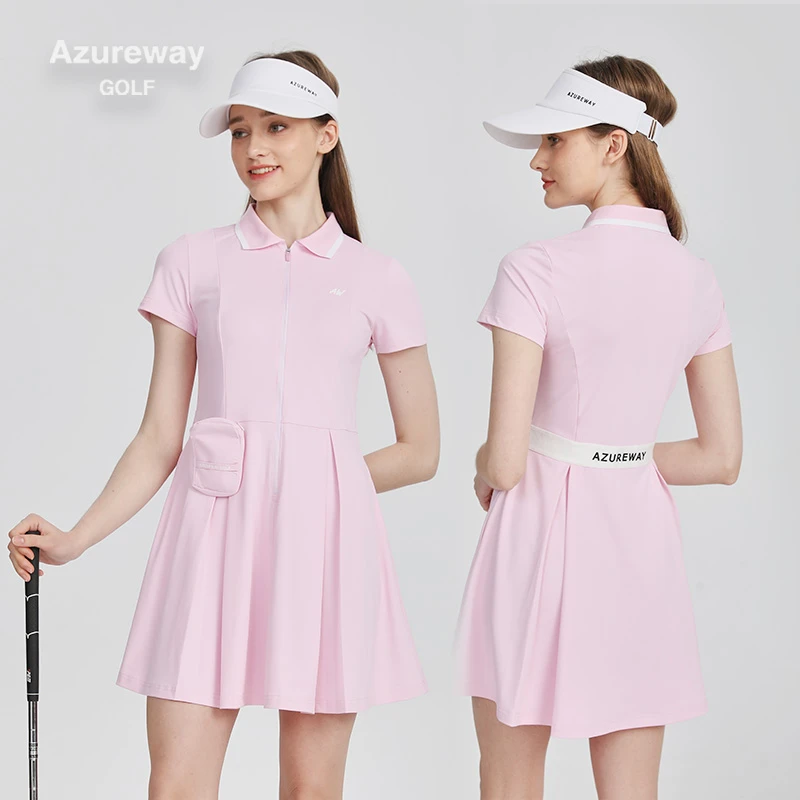 Azureway女款高尔夫连衣裙速干透气修身显瘦防走光裙子配安全裤