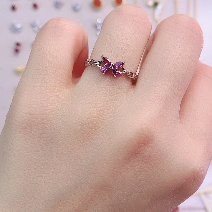 石榴石戒指银S925镶嵌