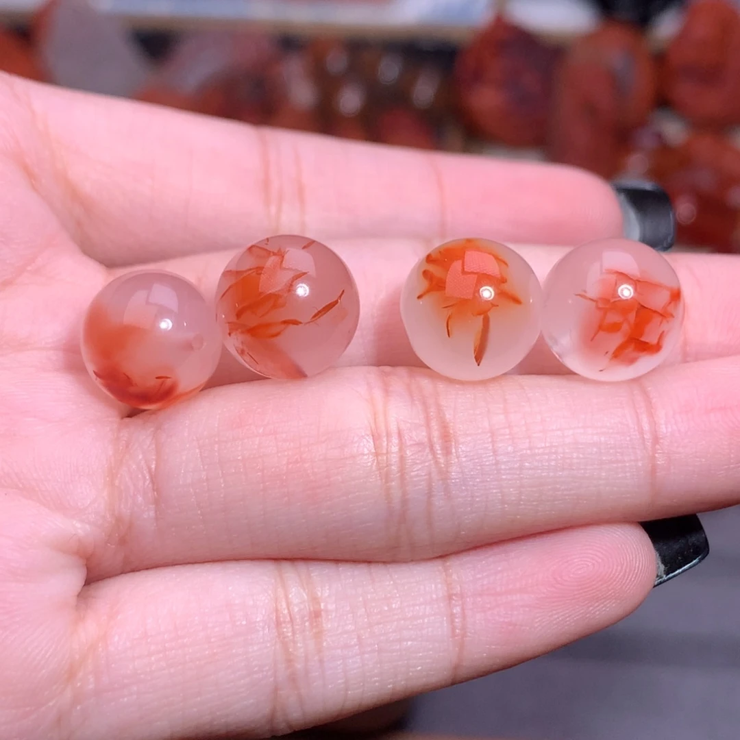 大***霞南红玛瑙未镶嵌珠宝半成品冰飘单珠7