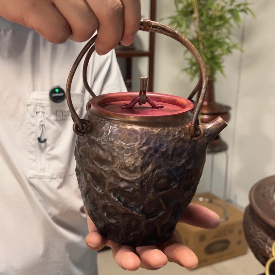 纯紫铜 手工锤纹 枣壶