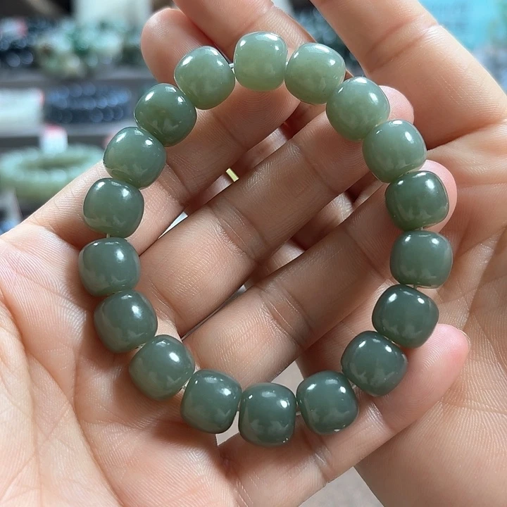 和田玉手链未镶嵌新疆且末蓝老型卡12