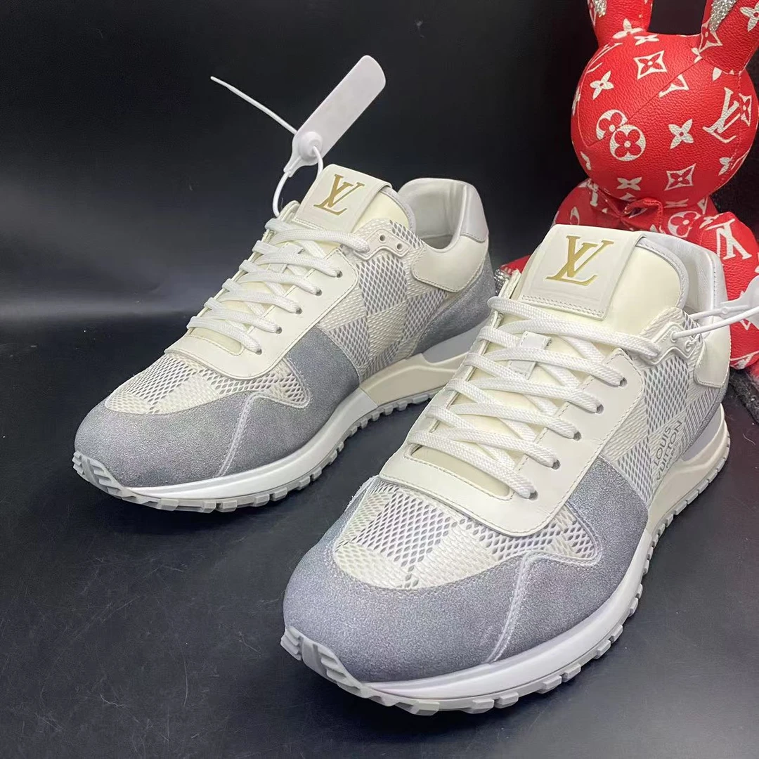 【聚星优选】LouisVuitton/路易威登白灰麂皮棋盘运动鞋41码kke013